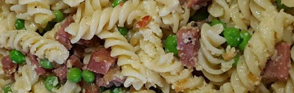 Creamy Pasta with Peas and Blackball Salami