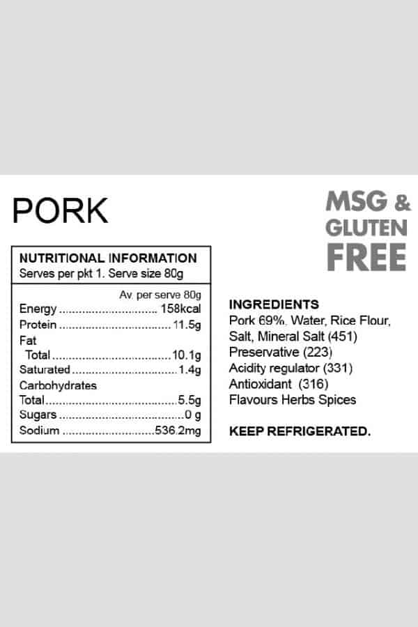 Pork Sausage Ingredients
